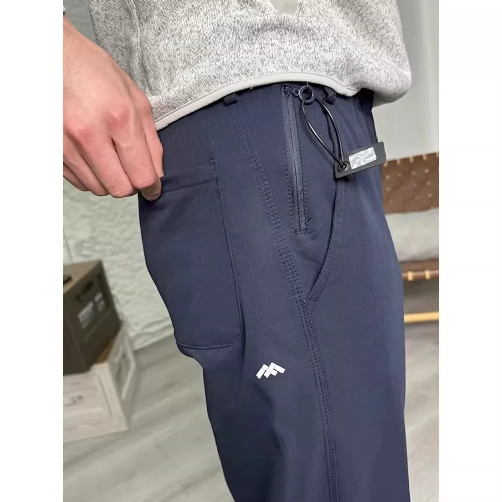 

Летние мужские рабочие брюки большого размера (до 136 кг), темно-синие, в американском стиле, мягкие, прямого кроя, для активного отдыха и альпинизма