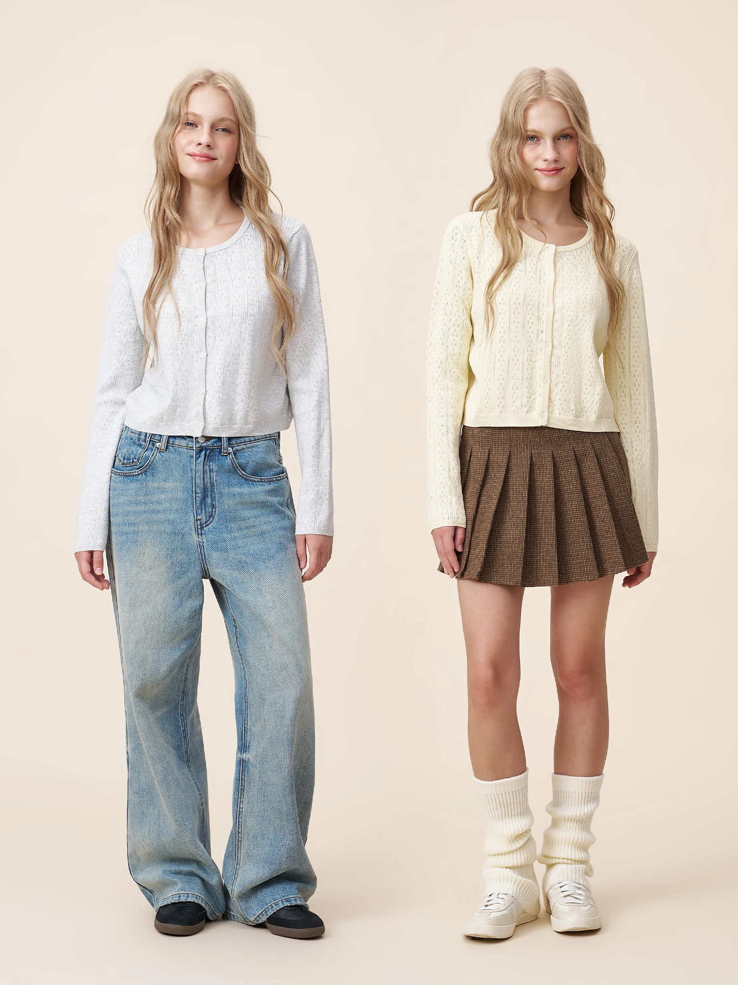 

Корейский вязаный кардиган Yescci: простой, универсальный, с длинными рукавами, для женщин, осенняя мода, премиум-качество