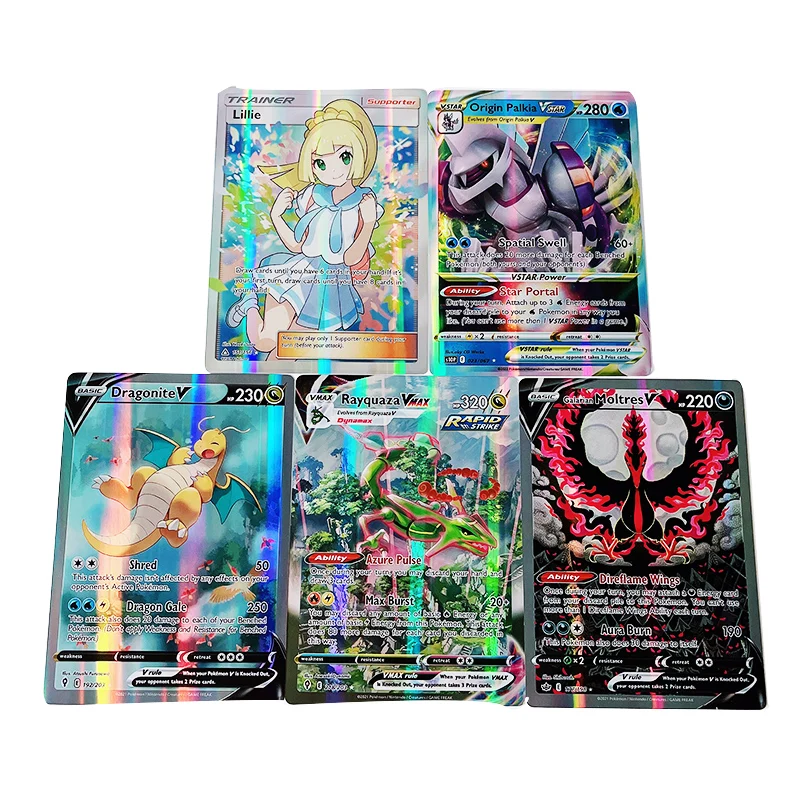 5-30Pcs Pokemon Cards 15*21cm Big Size Vmax Vstar GX Jumbo Letters Oversized Arceus Pikachu Charizard Super Rare Rainbow Card