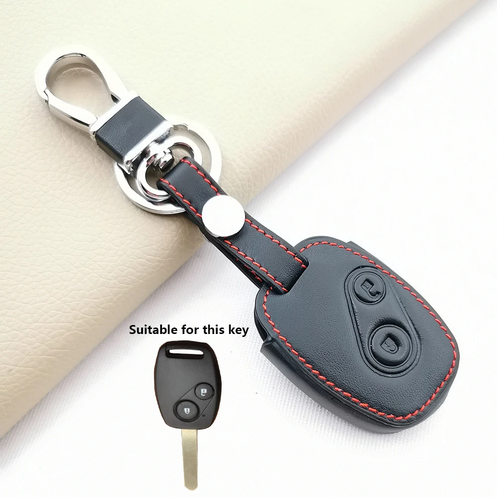 100% Leather Key Chain Cover Case Holder for Honda Accord Civic CRV HRV Pilot Insight Jazz Fit Freed Odyssey Vezel Protect Shell