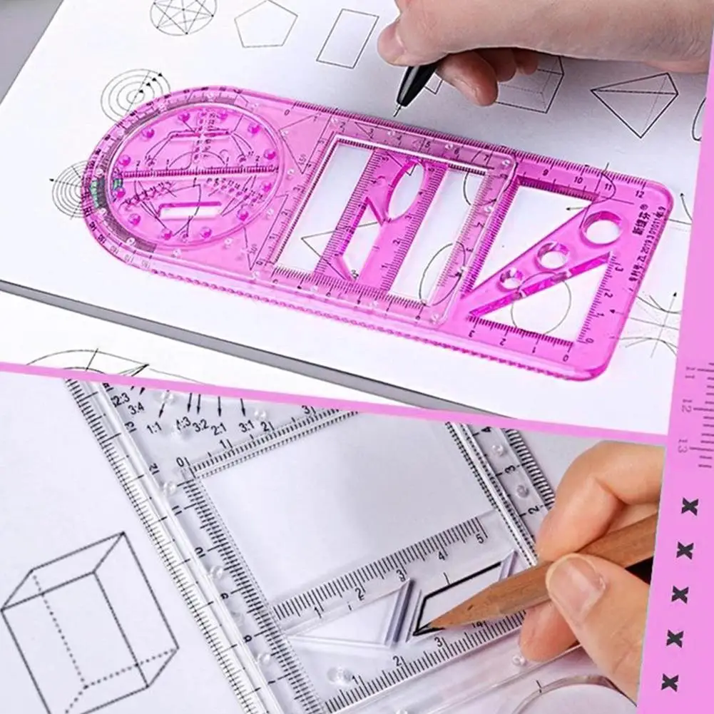 For School Multifunctional Primary School Activity Drawing Geometric Ruler Triangle Ruler Compass Protractor Set Measuring Tool