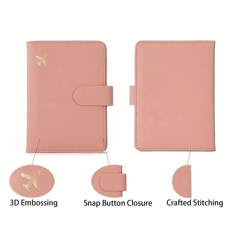 Waterproof Leather Passport Holder with Cute Buckle - Travel Book Cover Card Organizer for Men And Women Airplane Trip Accessory view 6