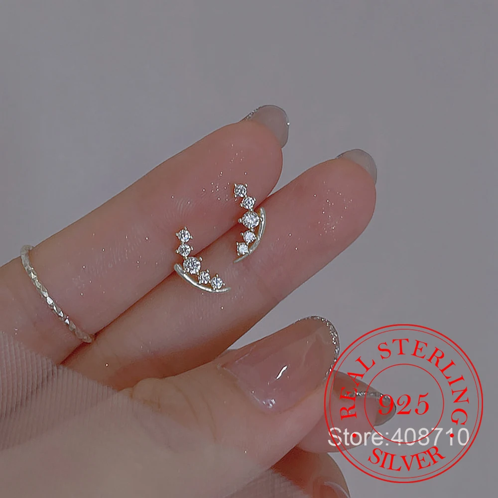 

925 Sterling Silver Jewelry Luxury Crystal Stud Earrings for Women Wedding Party Jewelry for Girls Friend Gift