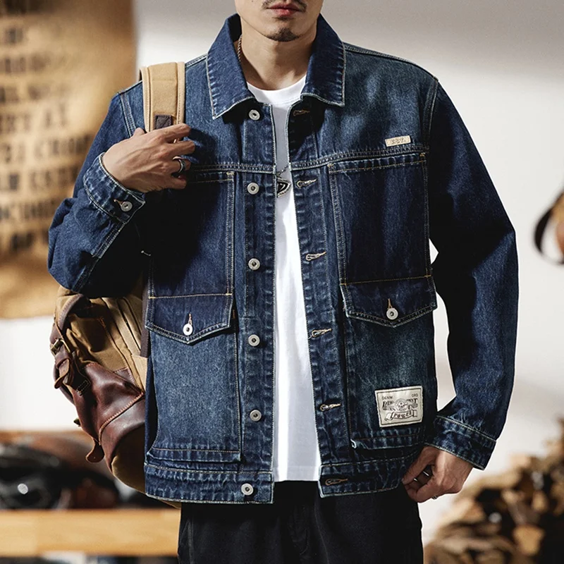 

Мужская куртка больших размеров, свободная посадка в американском стиле ретро, повседневная верхняя одежда для осени, тяжелое пальто Du 220 Pou, большое и высокое пальто