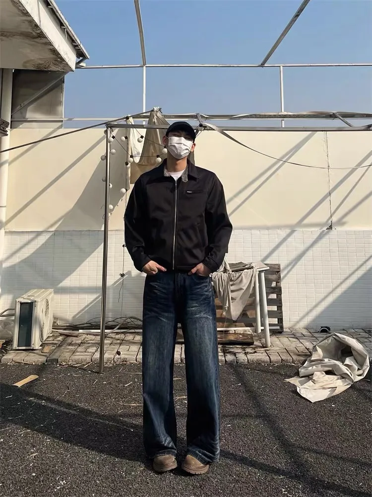 

American Retro Plaid CleanFit Workwear Jaet ex Autumn Design Boxy ort Outerwear Women's Men's Patchwork