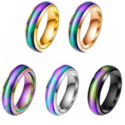 1pcs Stainless Steel Mood Ring Changing Color Rings Emotion Feeling Temperature Ring for Women Men Couples Rings Fashion Jewelry