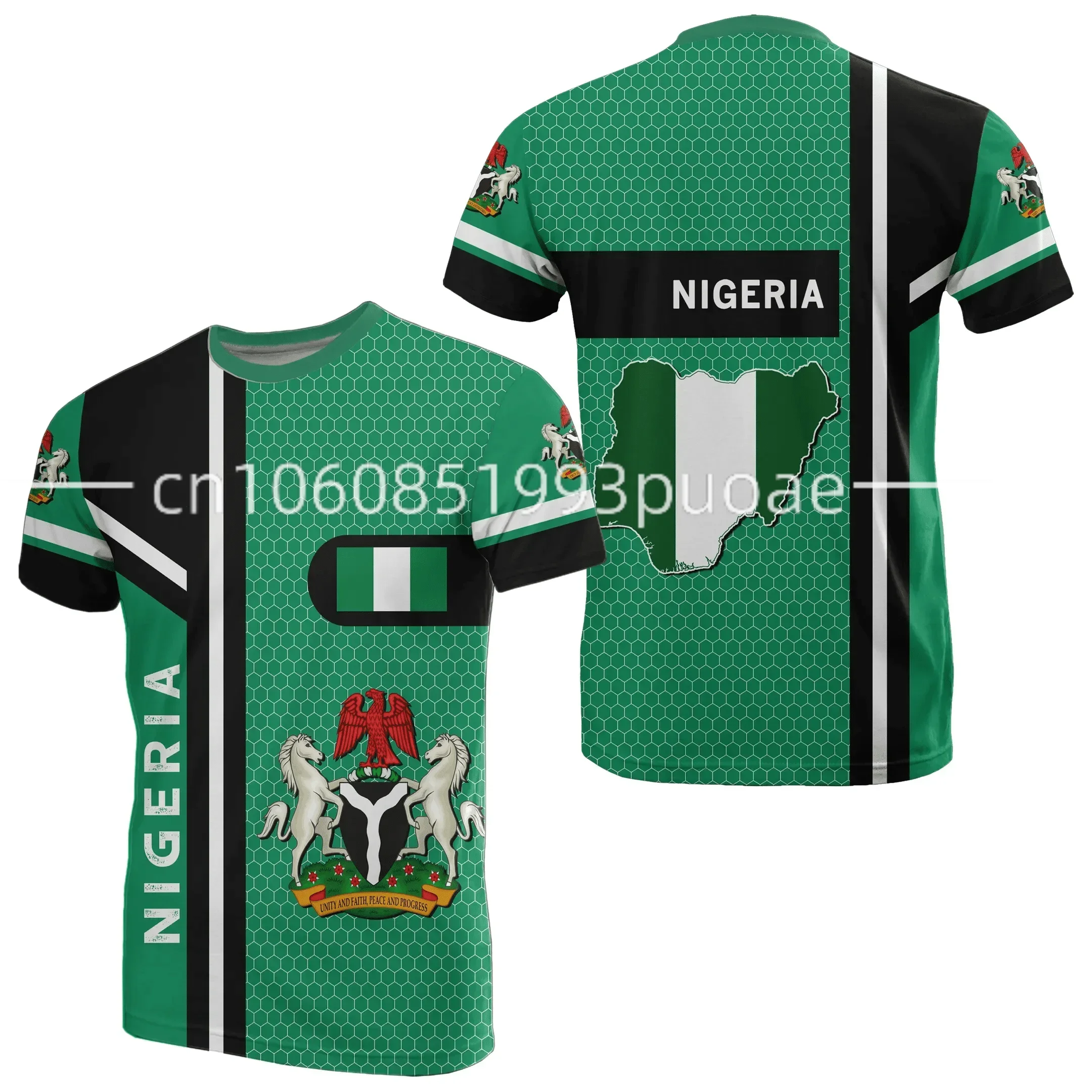 2024 Nigerian  Coat Of Arms Flag Emblem 3D Printed T-Shirt Top Summer Tee For Men Streetwear Shorts Sleeve Sport Casual Clothes