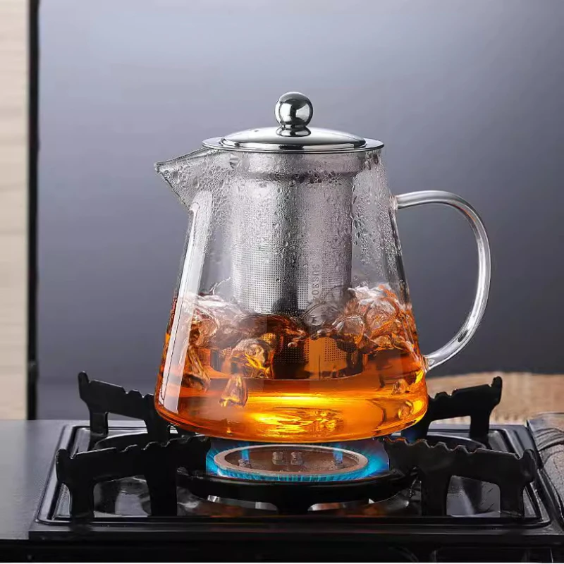 400ml/1350ml Filterable Heat-resistant Thickened Glass Teapot High Borosilicate Glass Flower Tea Pot Heatable Glass Tea Set