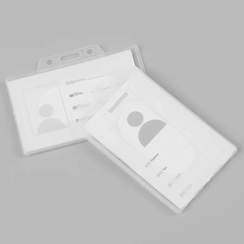 5Pcs Transparent Work Card Holder Hard Plastic ID Card Protector Cover Case Badge Card Sleeve Office School Supplies view 4