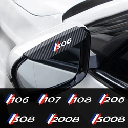 Car Side-Rear view Mirror Rain Eyebrow Carbon Fiber Waterproof Cover Visor For Peugeot 107 108 206 207 306 5008 GT Accessories