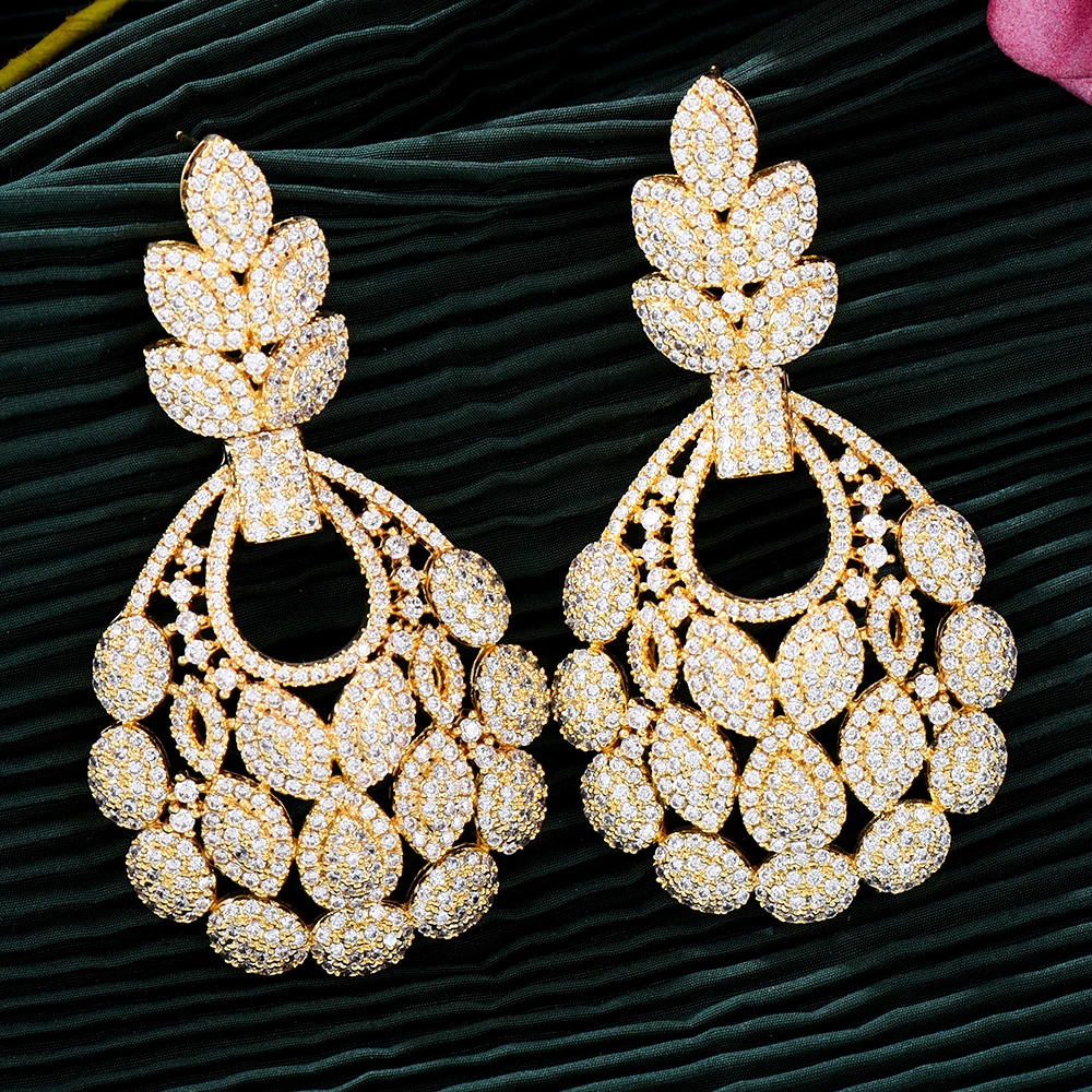 GODKI Big Bicolor flower African Earrings For Women Wedding Party Dubai Bridal Jewelry boucle d'oreille femme Gift Jewelry