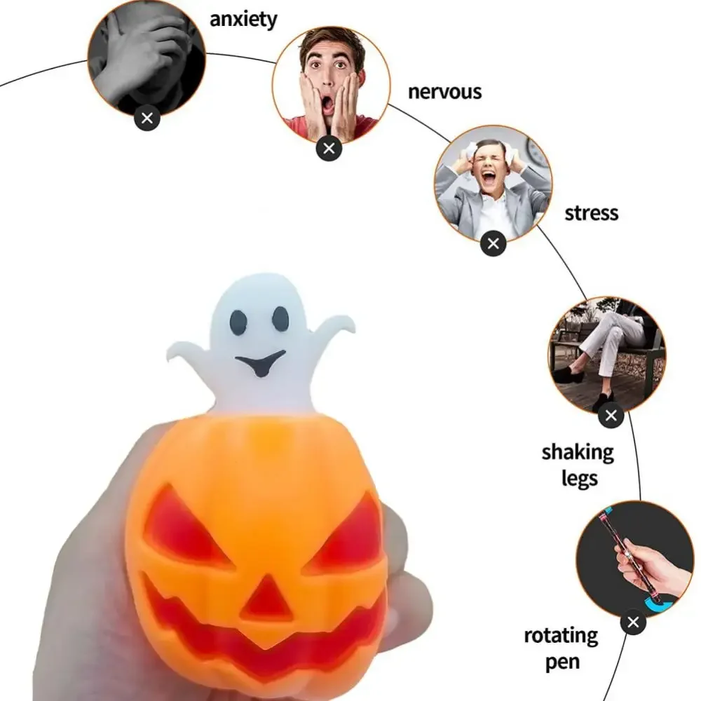 1/5PCS Halloween Ghost Venting Pinch Pumpkin Squeeze Squishy Toy for Party Decoration Decompression Stress Relief for Kids Adult