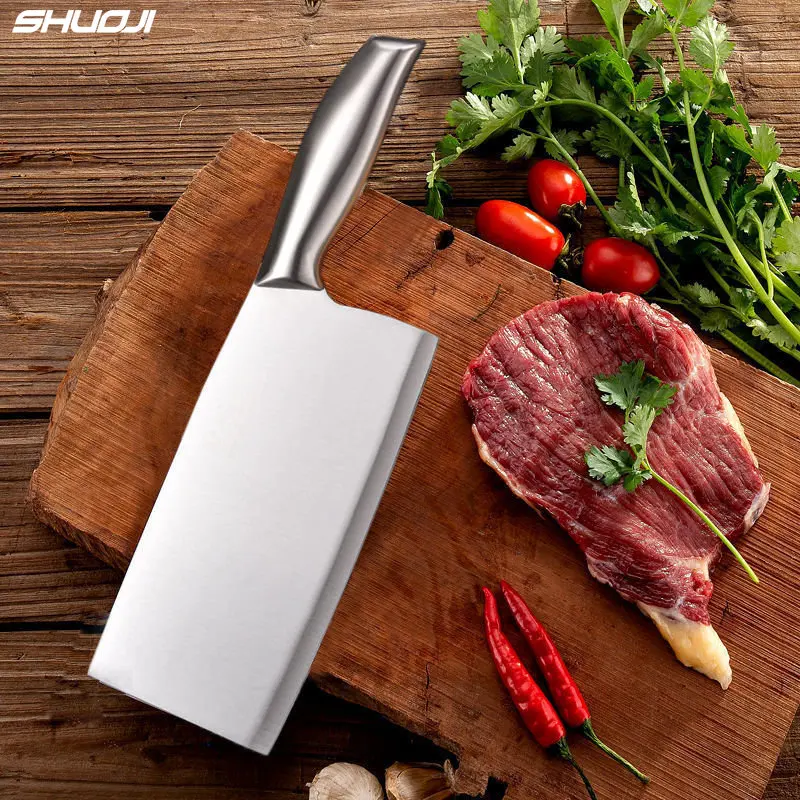 3Cr13 Stainless Steel Chopping Kitchen Knife Chinese Chop Bone Butcher Knife Seamless Welding Stainless Steel Cleaver Cook Tools