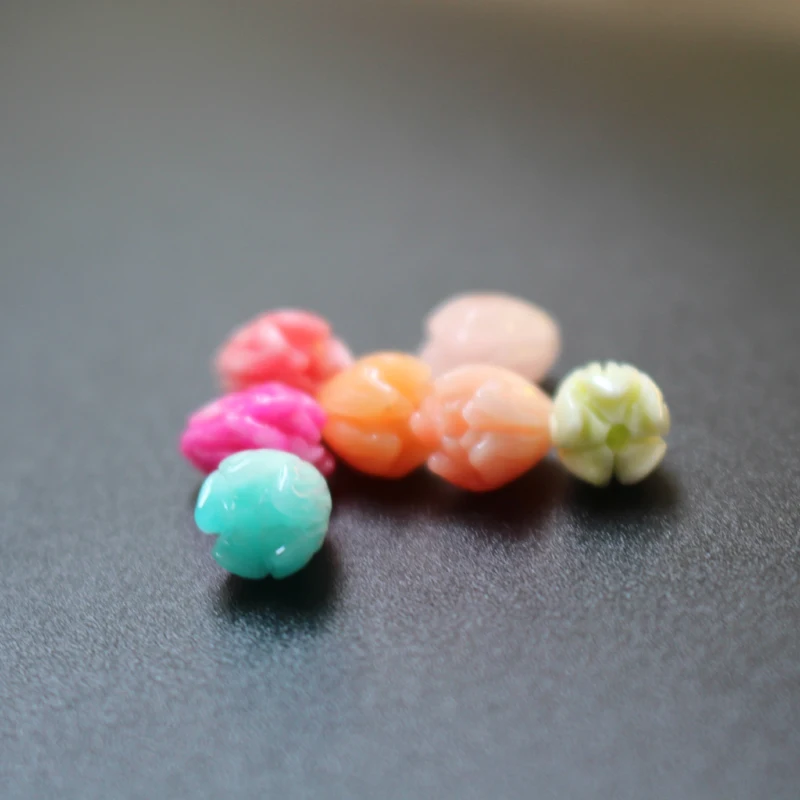 20Pcs 7mm 8mm 10mm Double Colored Carved Jasmine Flower Artificial coral beads Multi-color for Jewelry making DIY Accessories