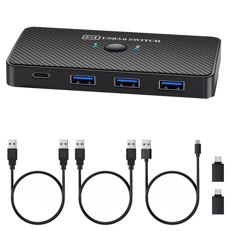 LXYB18B SA06 USB 3.0 Splitter 2 In 4 Out HUB Shared Adapter For 2 Computers Printer Switching