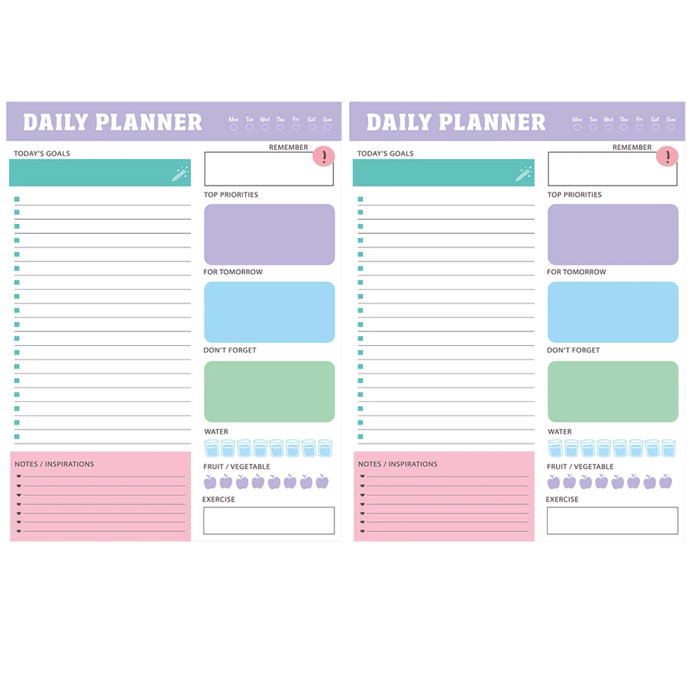 

2 Books Time Management Schedule Notepads Household Multi-Function Convenient Daily Use Office Note Pads Daily Planner