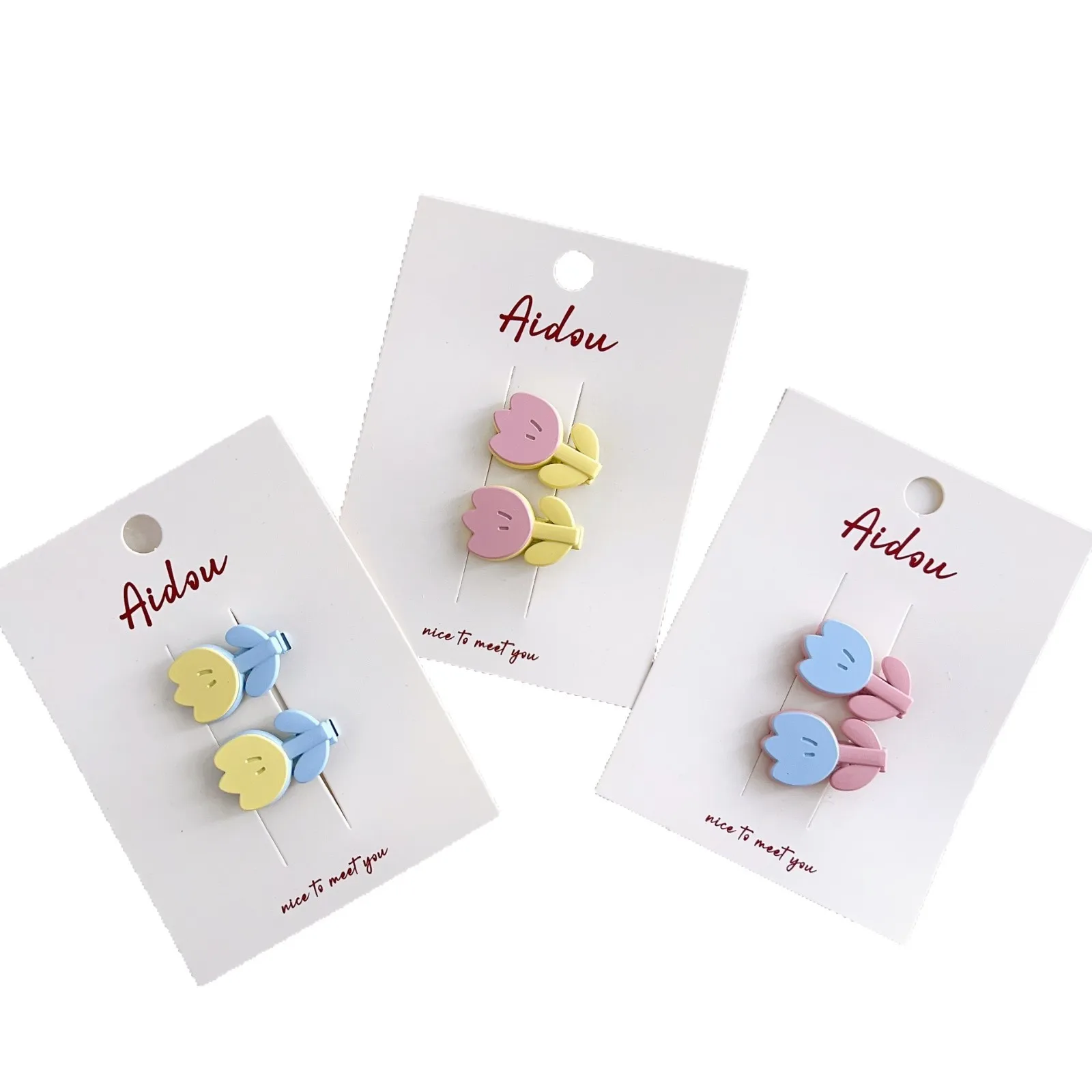 2 uds dulce tulipán Clip de pelo estilo holandés Mini Clip de presión agarre de pelo de bebé pasador de templo lateral adorno Floral Pastel para el cabello niñas