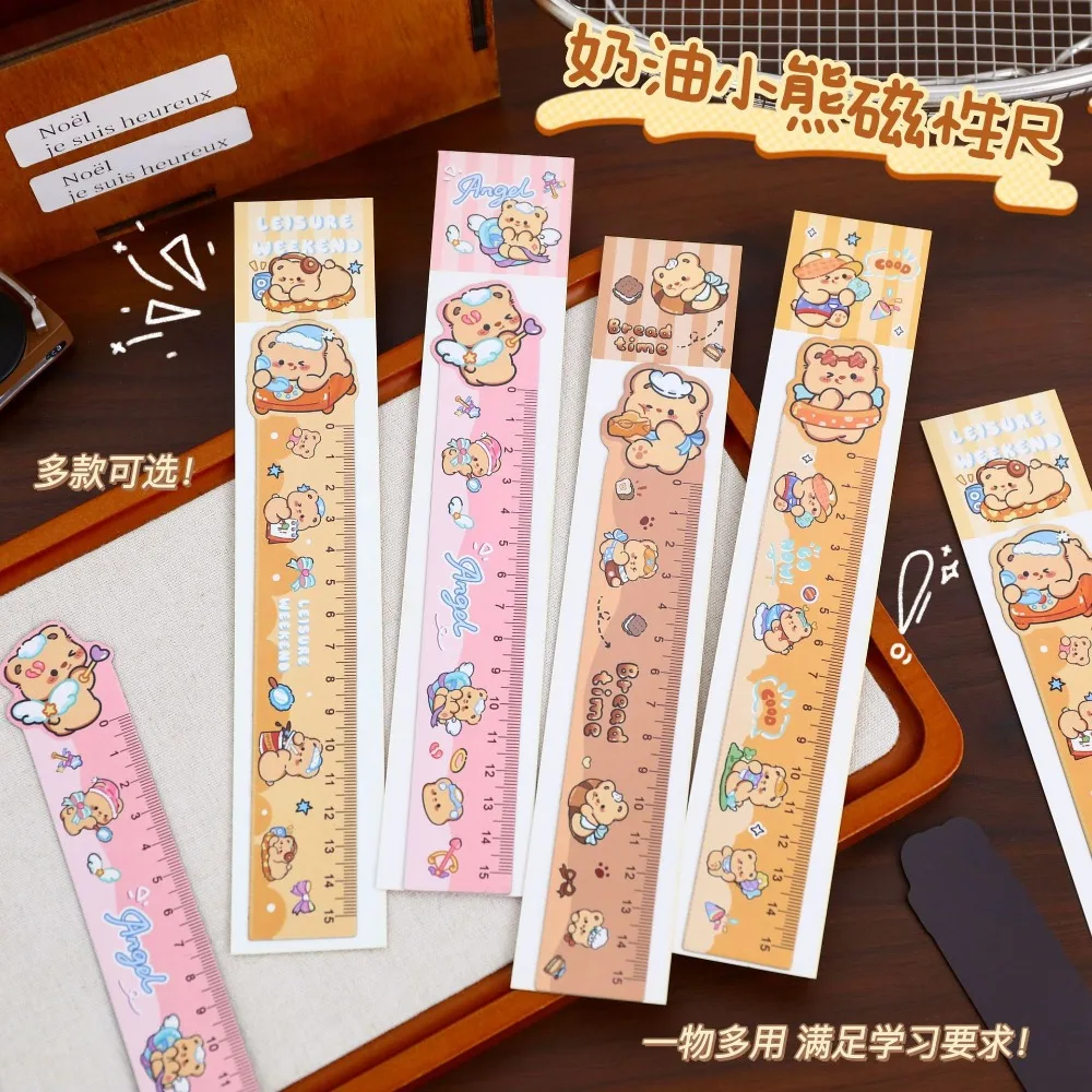 

Cartoon Bear Magnetic Bookmark Ruler Cute Irregular Drawing Ruler for Students Creative Kawaii Kids School Stationery