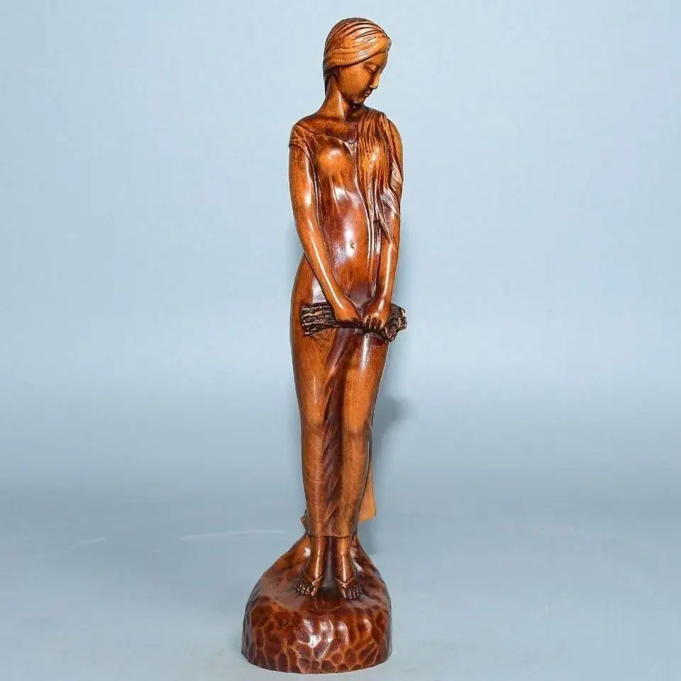 Carpenter's wood carving Shy long-haired beauty