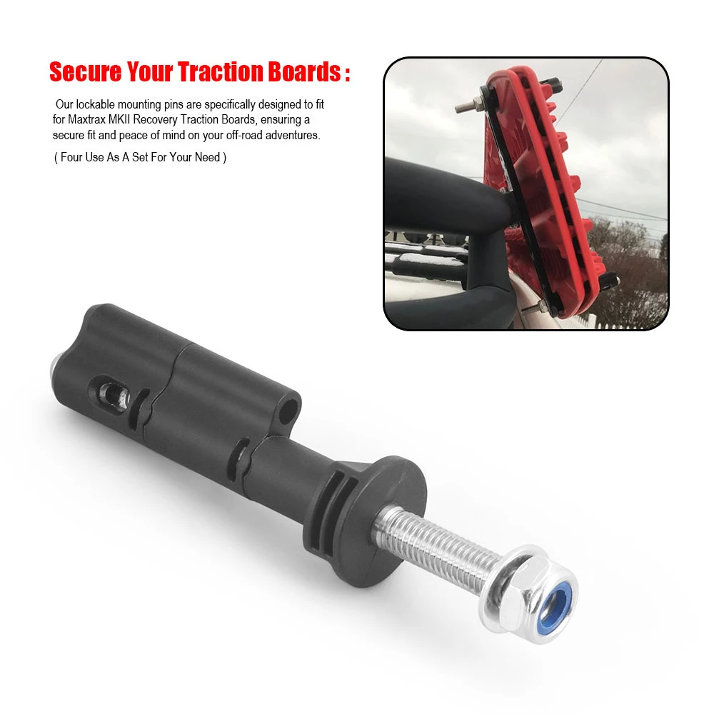 ​Safety Mounting Pins for MaxTrax MKII Recovery Traction Boards Lockable Theftproof 4Pcs