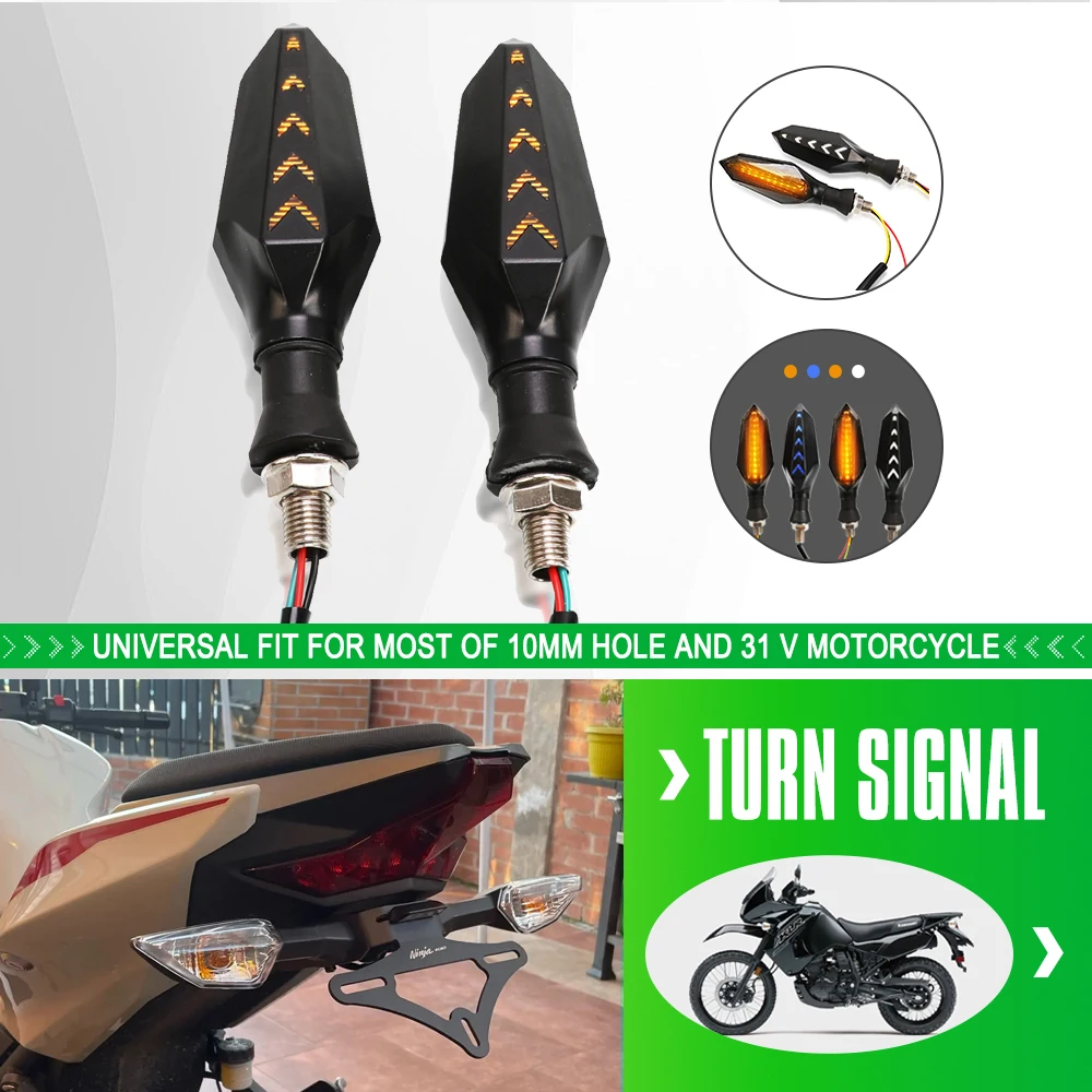 

For Kawasaki KLR650 1987-2023 2024 KLR-650 KLR 650 Motorcycle LED Turn Signals Sequential Flowing Indicator Front Rear Lights