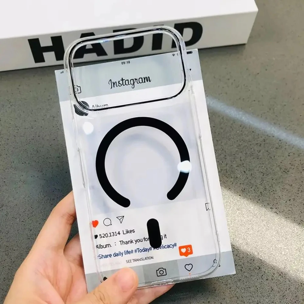 Luxo simples carregamento magnético caso de telefone transparente para iphone 17air 16plus 15 14 13 12 pro max não-amarelamento anti-queda capa