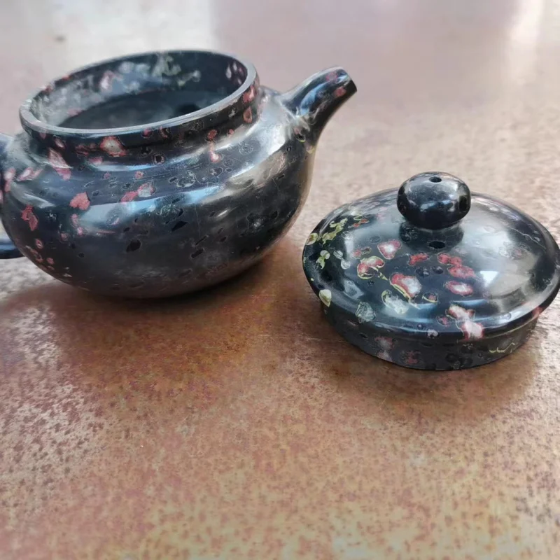 Natural Plum Blossom Jade Teapot Wholesale Luoyang Plum Blossom Jade Tea Set with Magnetic Andanyan Jade Wine Set Jade Craft