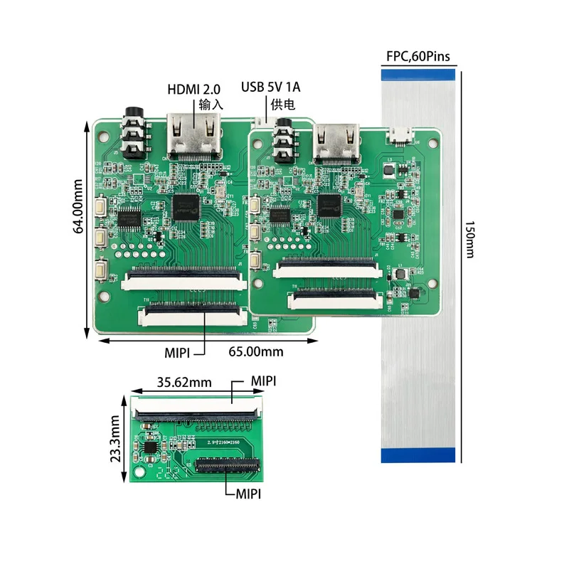 FOR 2.9 inch 2160 * 2160LCD high definition color screen plus HDMI to MIPI driver board VR/AR LCD screen