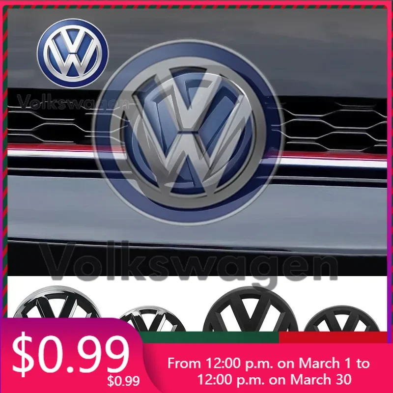 

For VW Volkswagen Car Sticker Car Glossy Black Front Grill Badges Rear Trunk Emblem Lid Covers Logo Sticker For VW Volkswag