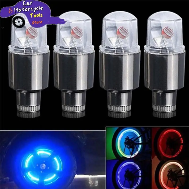 2Pcs LED Car Bike Wheel Tire Tyre Valve Dust Cap Spoke Flash Lights Car Valve Stems & Caps Accessories