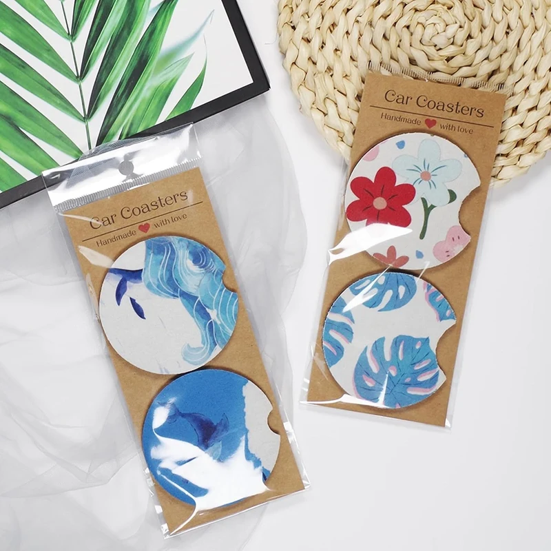 Kemasan Coaster mobil 100 buah untuk dijual, kartu Coaster mobil sublimasi dengan 100 buah tas, pengganti sublimasi kosong