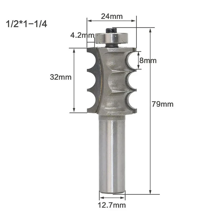 1PC 1/2 "12,7 MM Schaft Fräser Holz Carving Triple Bead/Säule Form Router Bit Holzbearbeitung Werkzeuge woodruff Keyseat Bits
