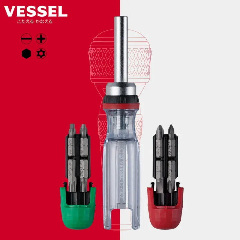 VESSEL NO.TD-6816MG|TD-6804MG|TD-6808TX|TD-6808MG Ratchet Screwdriver Set with 8 Bits/16 Bits Storage Inside the Handle