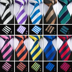 Barry.Wang corbatas de diseñador para hombre, conjunto de corbatas de 22 colores, corbata de cuello tejida a la moda, conjunto de gemelos de pañuelo para boda, fiesta y negocios