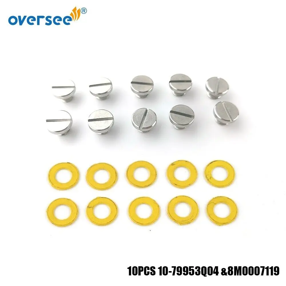 10-79953Q04 & 8M0007119 Drain Screw Kit For Mercury Marine Gear Case 18-2244 10pcs