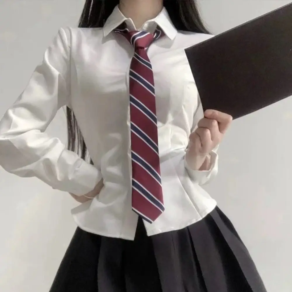 أزياء حمراء مخططة JK التعادل كلية نمط موحدة ربطة القوس فيونكة شهم حزب اللباس طالب المدرسة #3