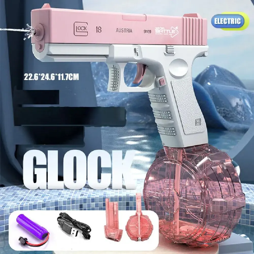 Water Gun Electronic Toy Children High Pressure Automatic Powerful Glock Water Gun Electric Toy for Children Summer Toys Adults