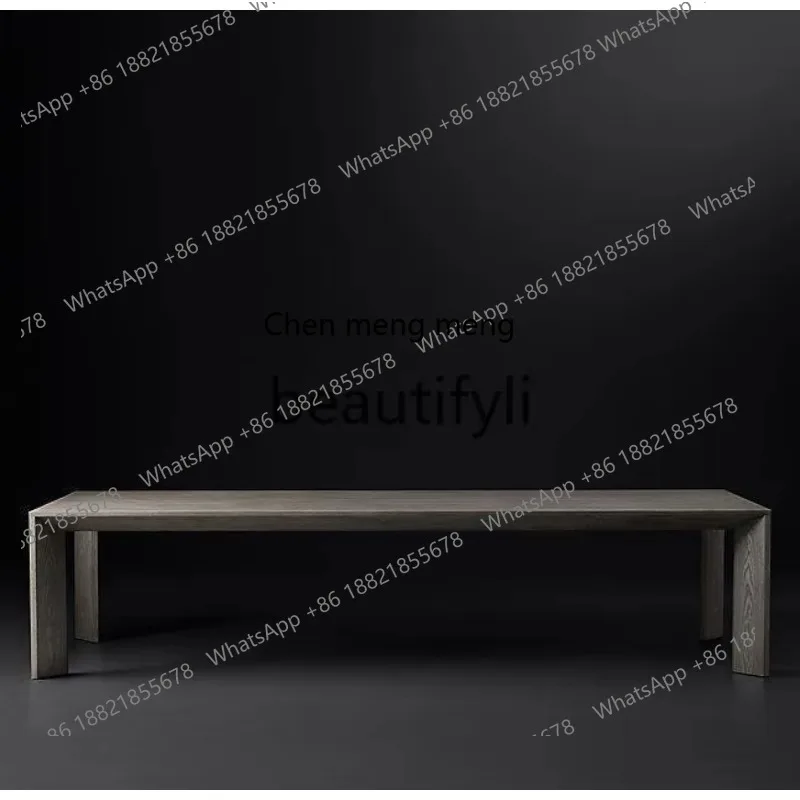 

X FH French retro old black large board rectangular dining table conference table booth living room super long