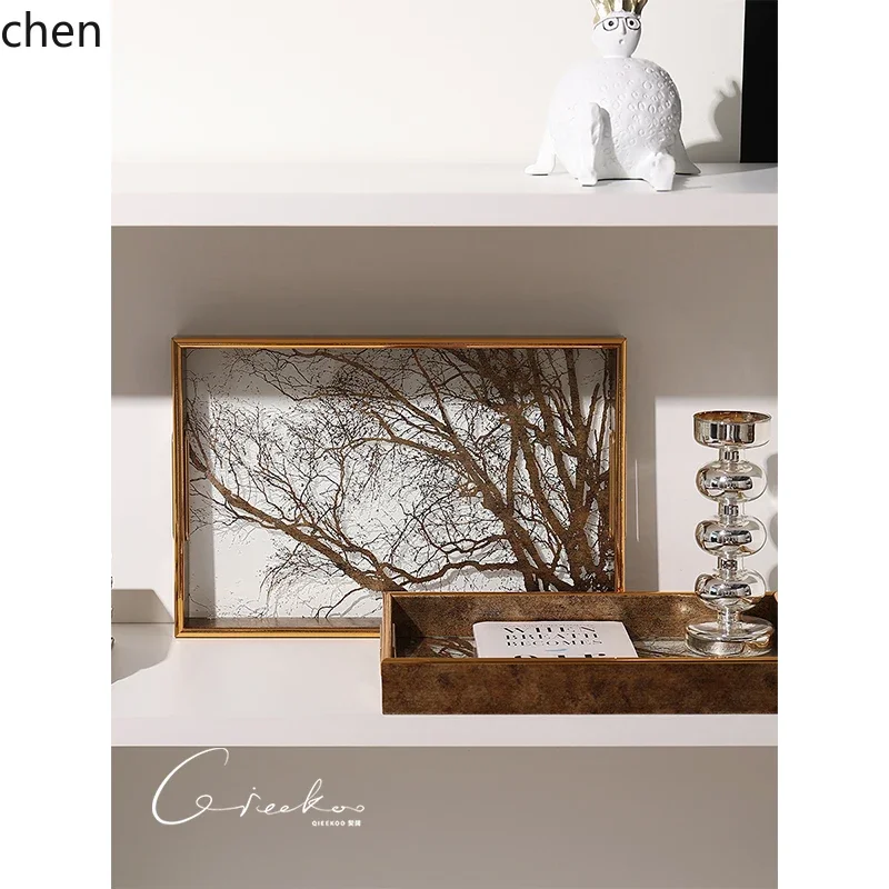 

home light luxury branch tray rectangular living room exquisite tea tray high-end storage tray