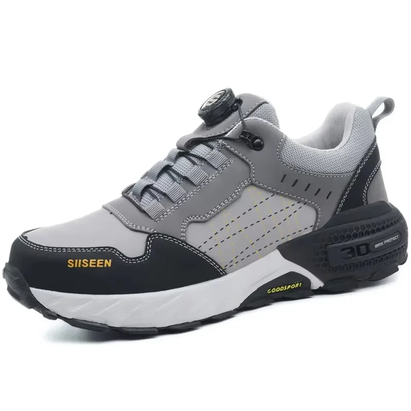 Winter Men Black Leather Safety Shoes Security Boots Men's Security-Protection Industrial Safety Boots