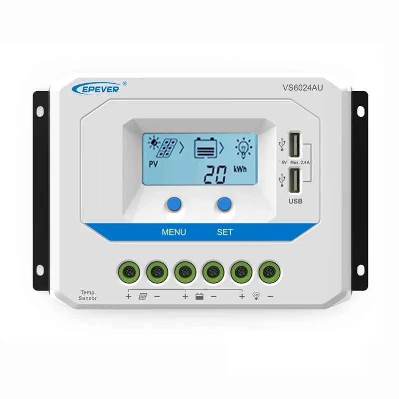 VS3024AU 30A 12V 24V Auto Dual USB Port PWM Solar Charge Controller