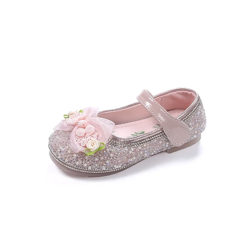 2024 Children Leather Shoes for Girls Summer New Fashion Soft Comfortable Princess Chinese Knot Sweet Flowers Anti-slippery Shoe