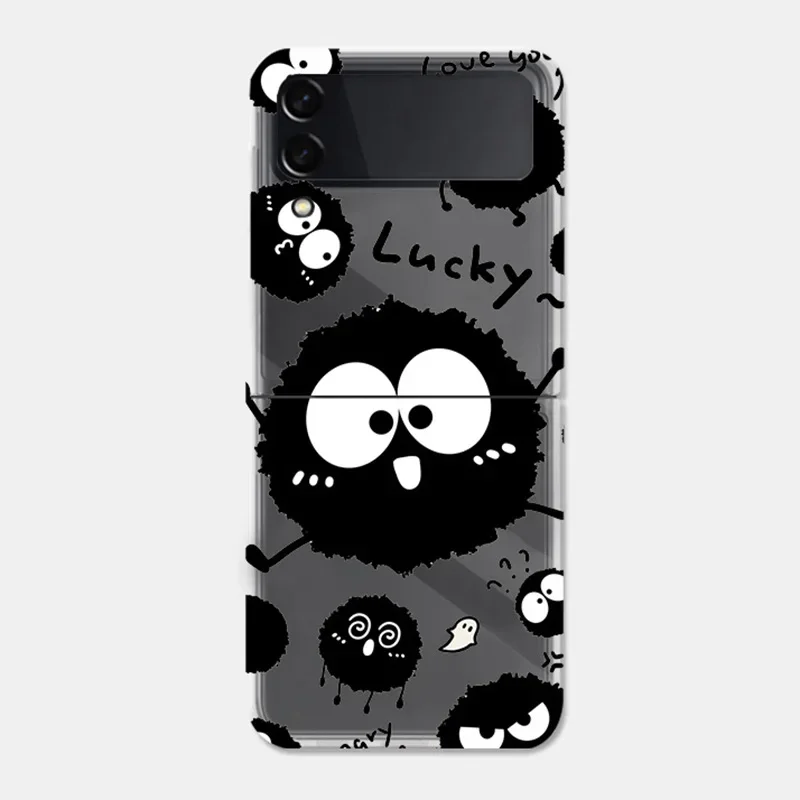 مضحك الكرتون الفحم الكرة حالة شفافة ، الغطاء الصلب لسامسونج غالاكسي Z الوجه 5 ، ZFlip 6 ، واضحة