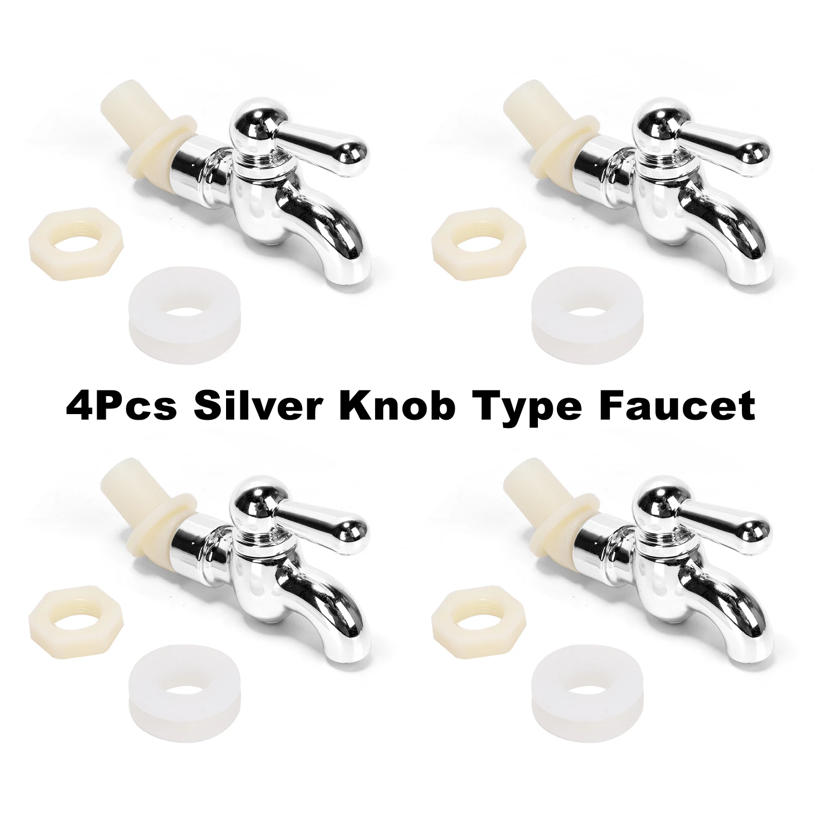 

4Pcs/Lot Silver Knob Type Faucet (ABS Plastic) For Drink Dispenser, Juice Glass Bottle, Replacement Drinking Container Faucet