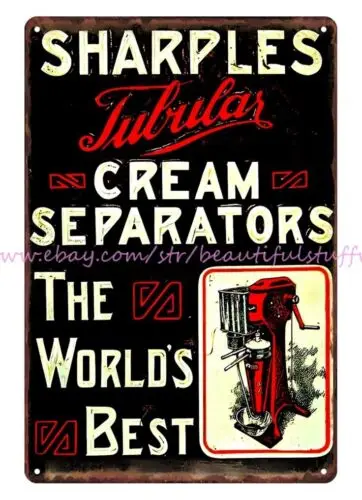 art deco inspirational wall art Sharples Tubular Cream Separators metal tin sign