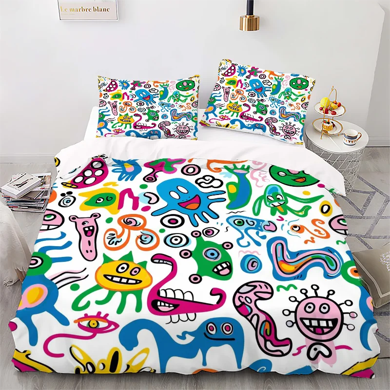 Color Graffiti - Digital Printed Duvet Set - Polyester - Bedroom Decoration -1 Bed cover +2 Pillowcase (no pillow core)