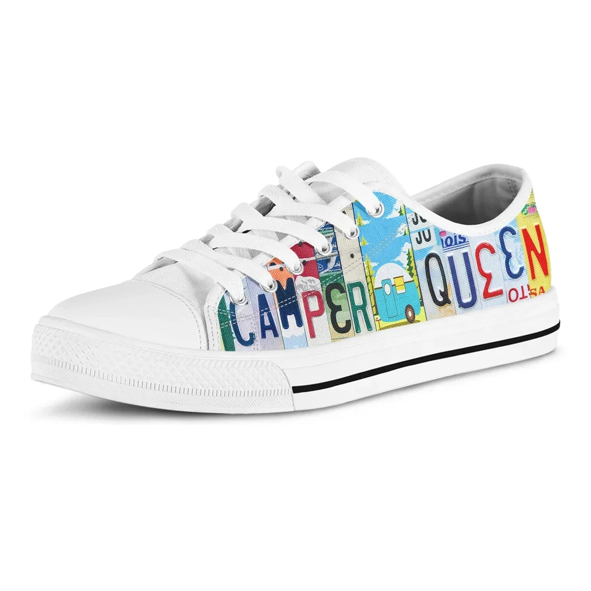 License Plate Camper Queen New Sneaker Woman's Autumn Lace-up White Shoe Soft Canvas Shoes Breathable Student Casual Shoes