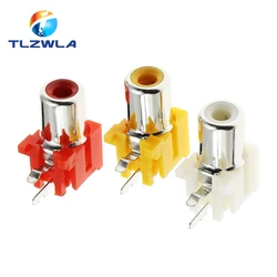 AV-8.4-5 2x Holes 2Pins RCA Sockets 90Degree Audio Video Connecctors Jacks Yellow White Red