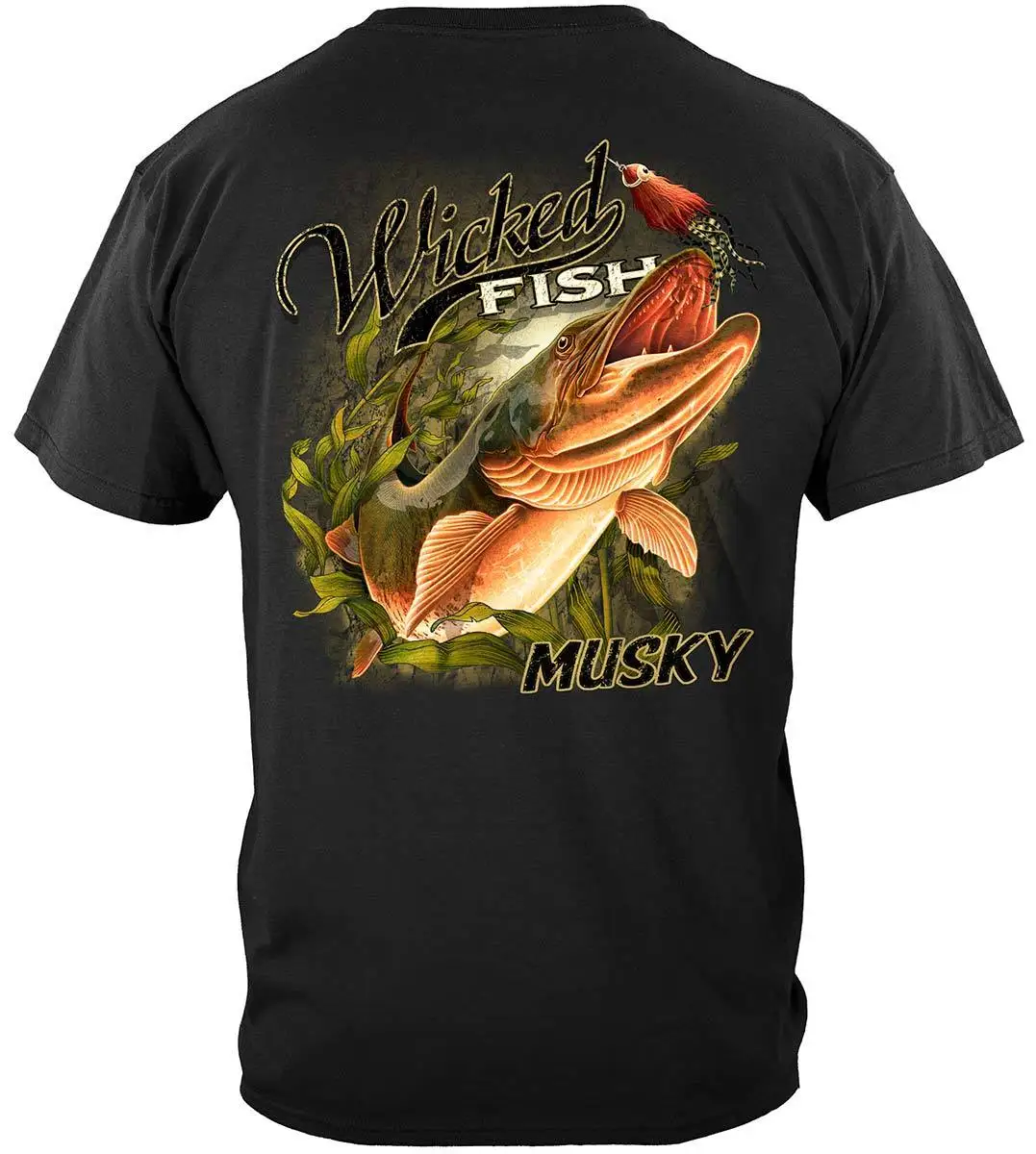 Creative Design Muskie Fish Wicked Fishing Angler Gift T-Shirt. Summer Cotton O-Neck Short Sleeve Mens T Shirt New S-3XL