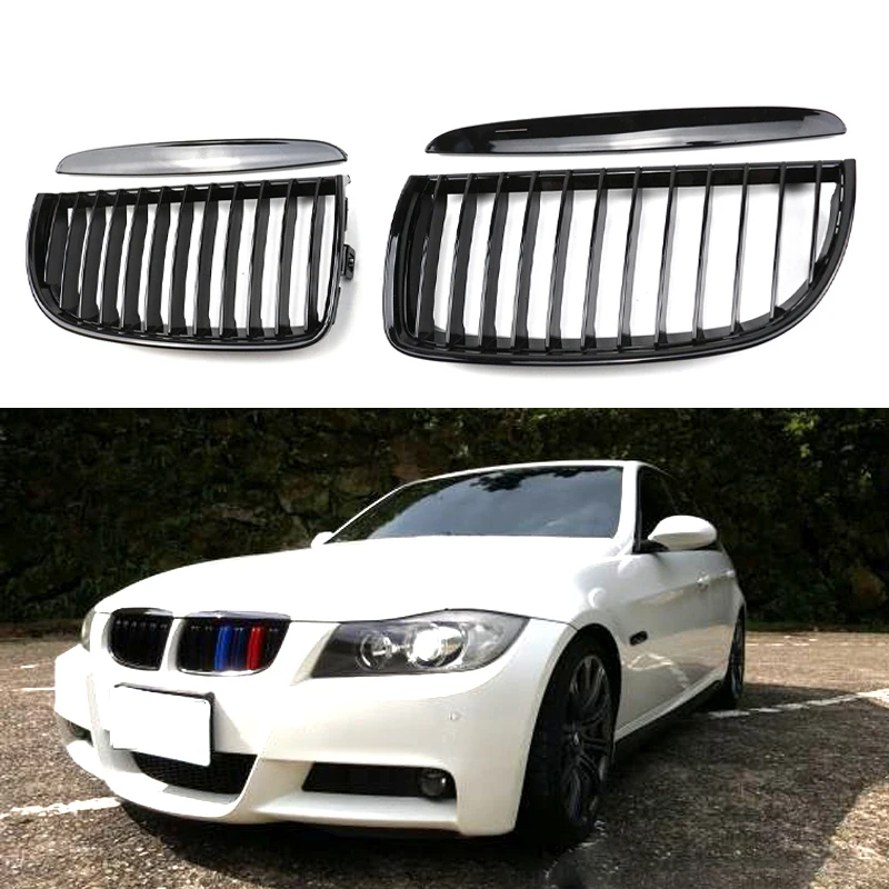 

For BMW 3 Series E90 E91 Car Front Bumper Kidney Grille Racing Grill Grills 2005-2008 Single Line Matte Gloss Black Accessories